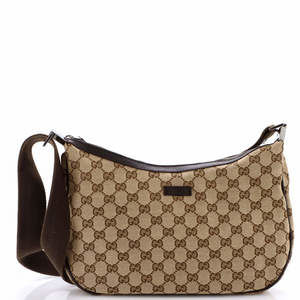 Gucci Medium Saddle Zip Messenger Bag GG Canvas with Leather